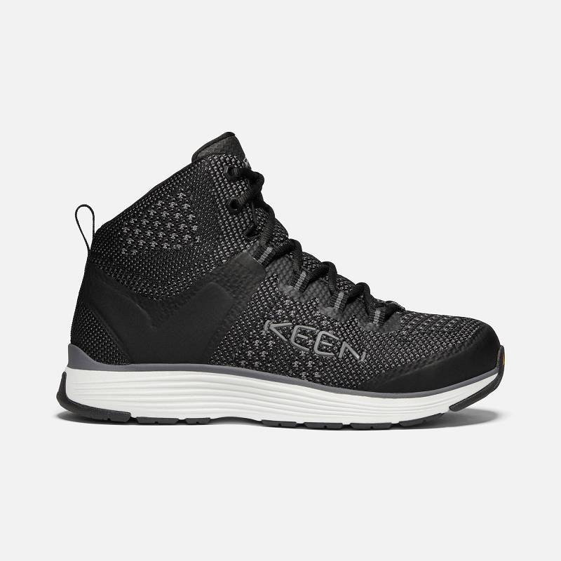 Keen Carson Mid Aluminum Toe Sicherheitsschuhe Herren DE-94785 Black/Steel Grey - Keen Herrenschuhe